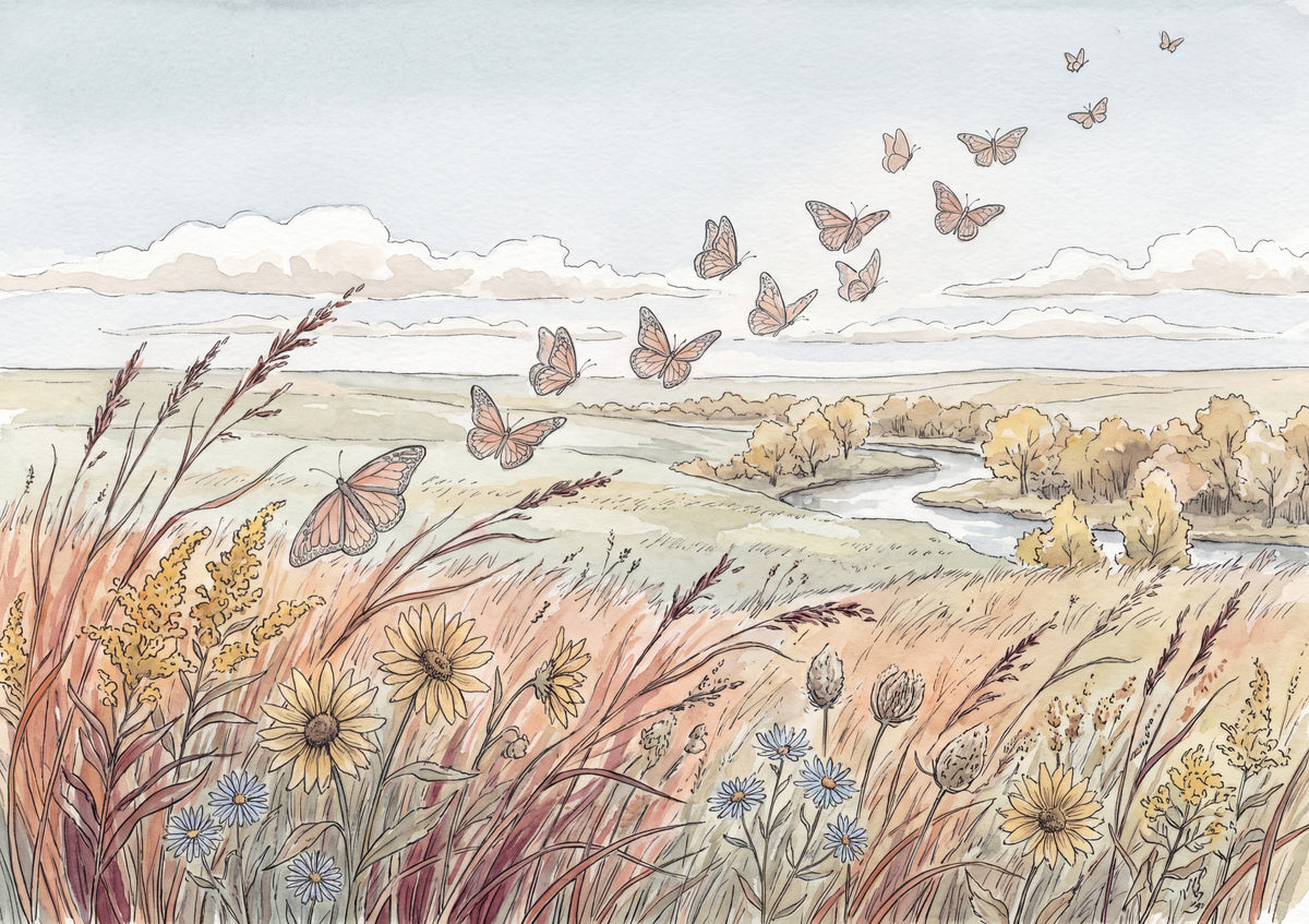 Monarchs Over the Autumn Prairie jigsaw puzzle