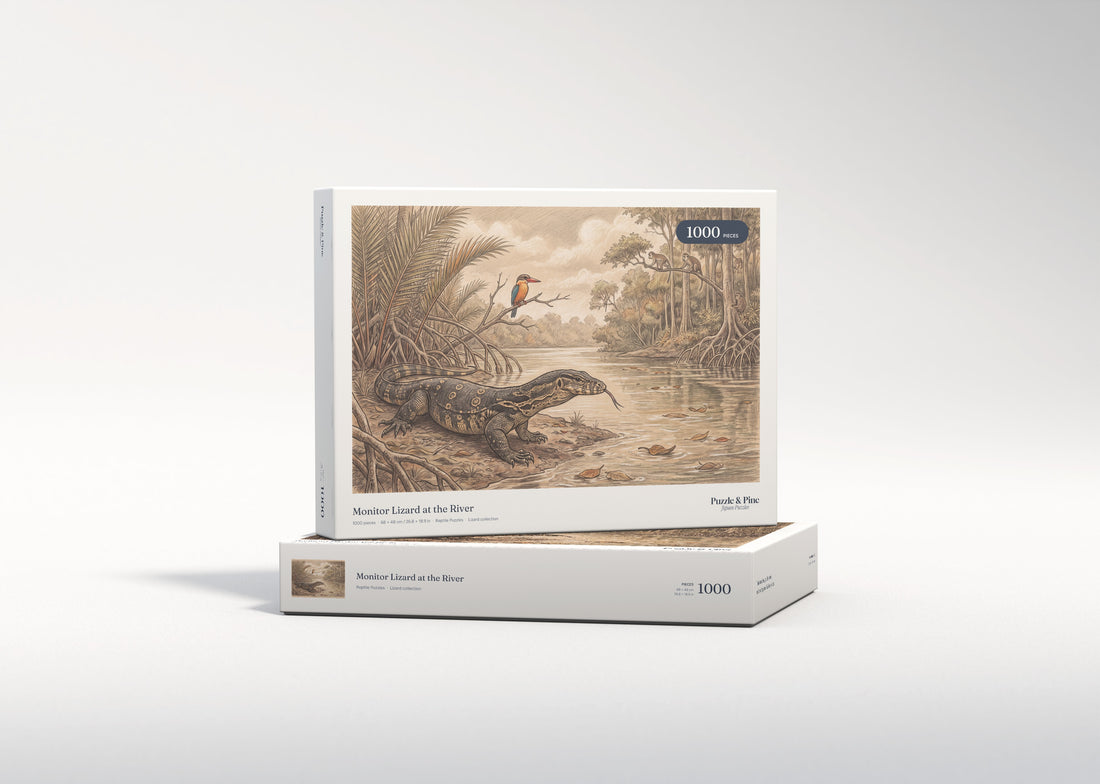 Monitor Lizard at the River jigsaw puzzle - gift box