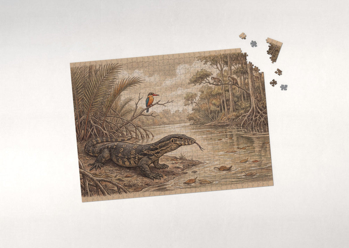 Monitor Lizard at the River jigsaw puzzle - puzzle with loose pieces