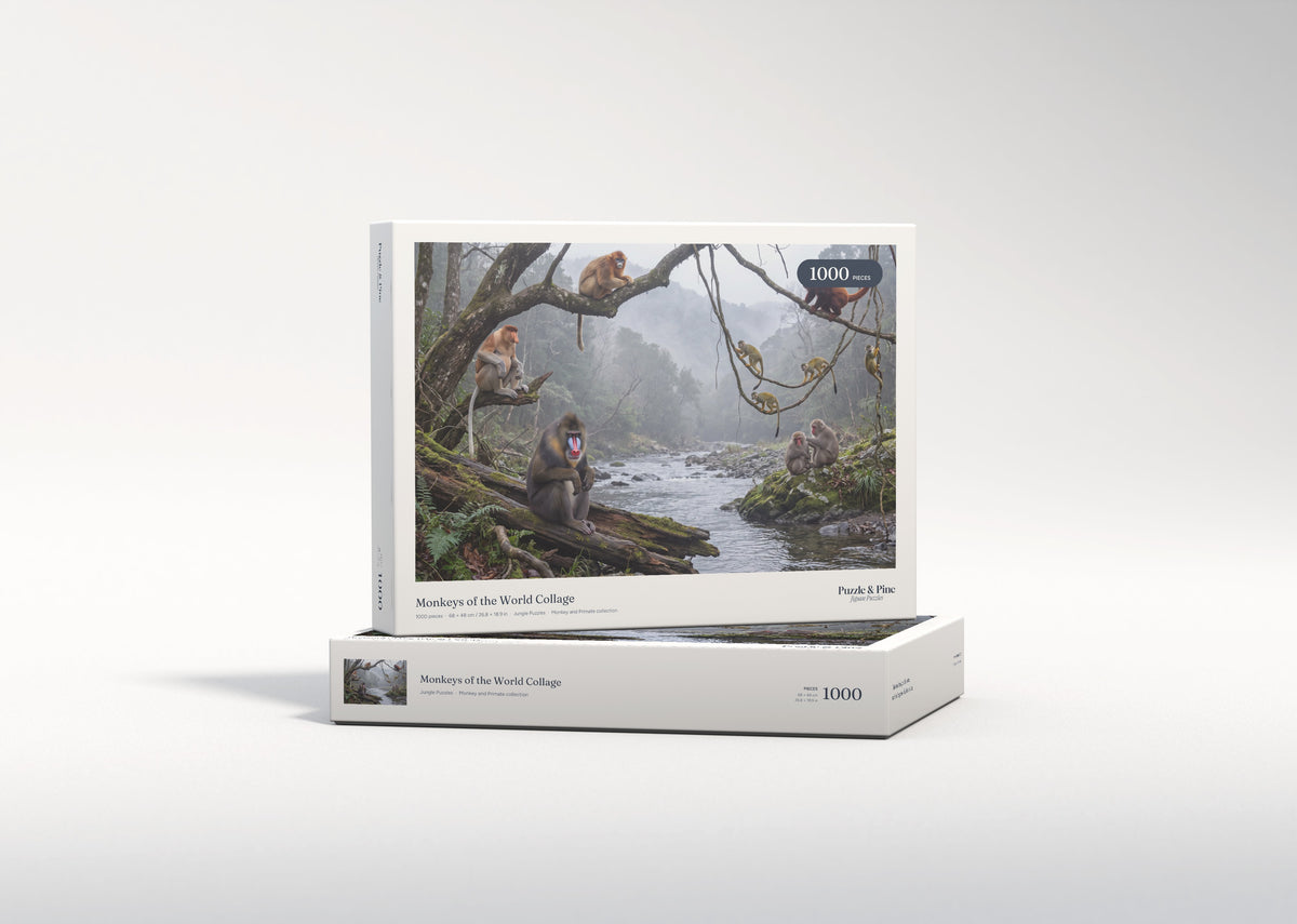 Monkeys of the World Collage jigsaw puzzle - gift box