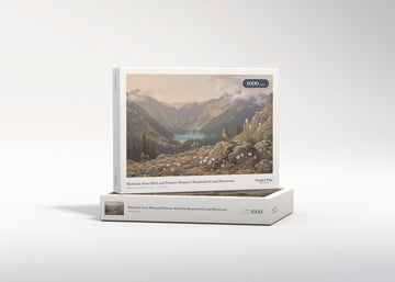 Montana State Bird and Flower: Western Meadowlark and Bitterroot jigsaw puzzle - gift box