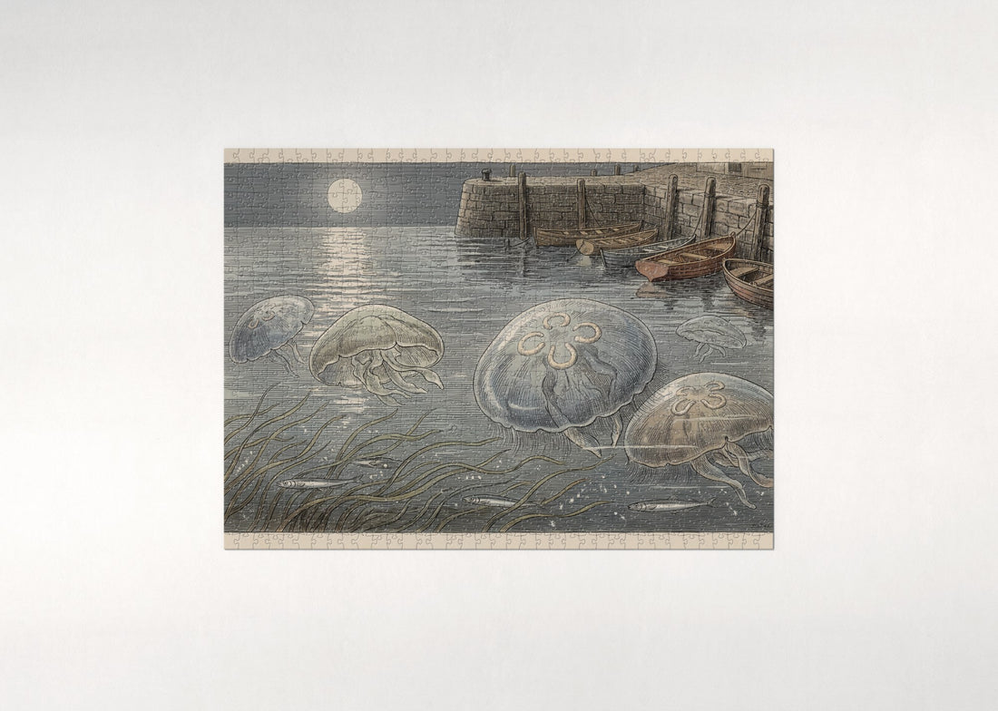 Moon Jellyfish at Night jigsaw puzzle - gift box