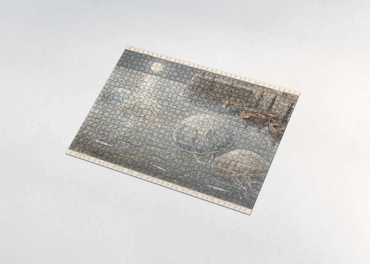 Moon Jellyfish at Night jigsaw puzzle - assembled puzzle