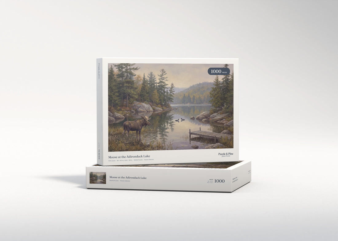 Moose at the Adirondack Lake jigsaw puzzle - gift box