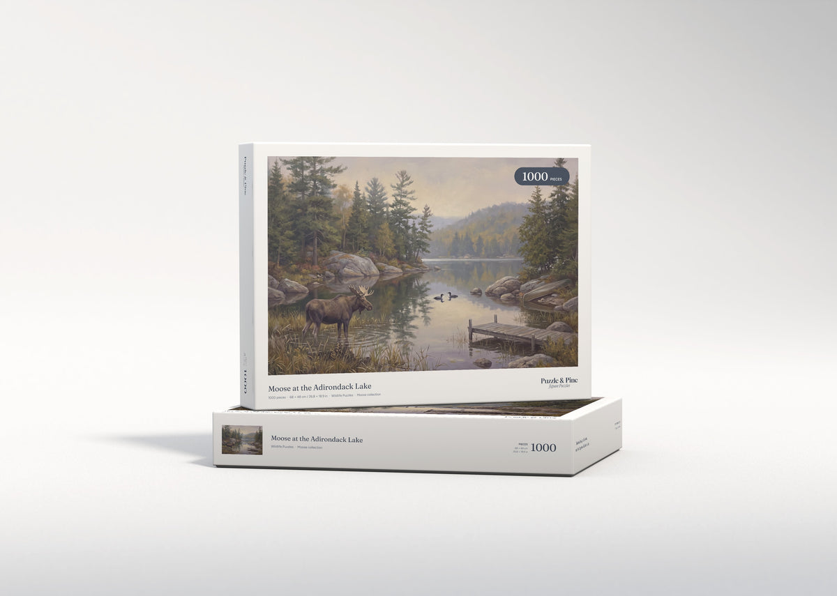 Moose at the Adirondack Lake jigsaw puzzle - gift box