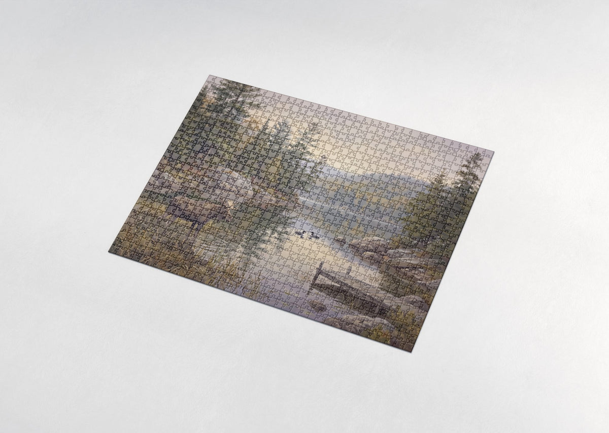 Moose at the Adirondack Lake jigsaw puzzle - assembled puzzle