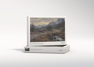 Moose Crossing the Mountain Road jigsaw puzzle - gift box