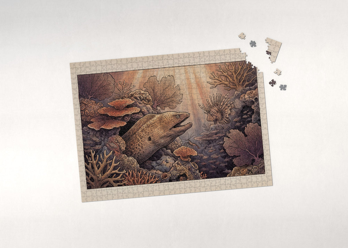 Moray Eel in the Reef Crevice jigsaw puzzle - puzzle with loose pieces