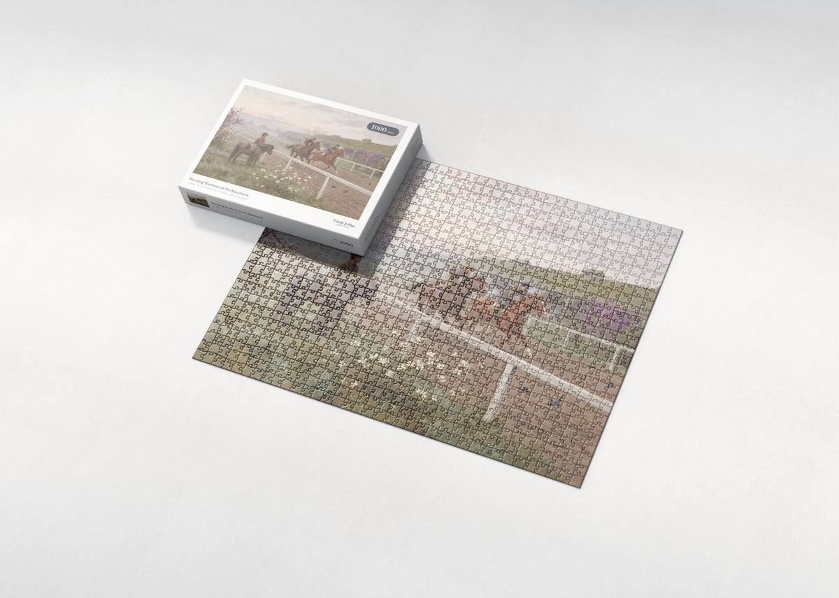 Morning Workout at the Racetrack jigsaw puzzle - box and puzzle