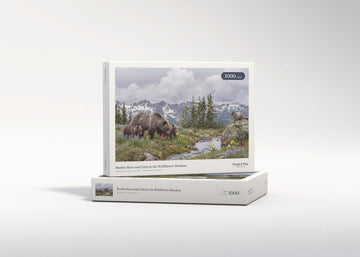 Mother Bear and Cubs in the Wildflower Meadow jigsaw puzzle - gift box