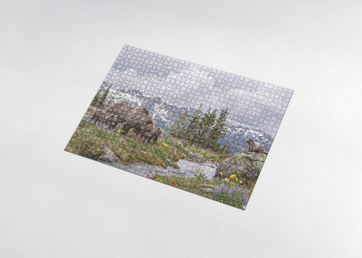 Mother Bear and Cubs in the Wildflower Meadow jigsaw puzzle - assembled puzzle