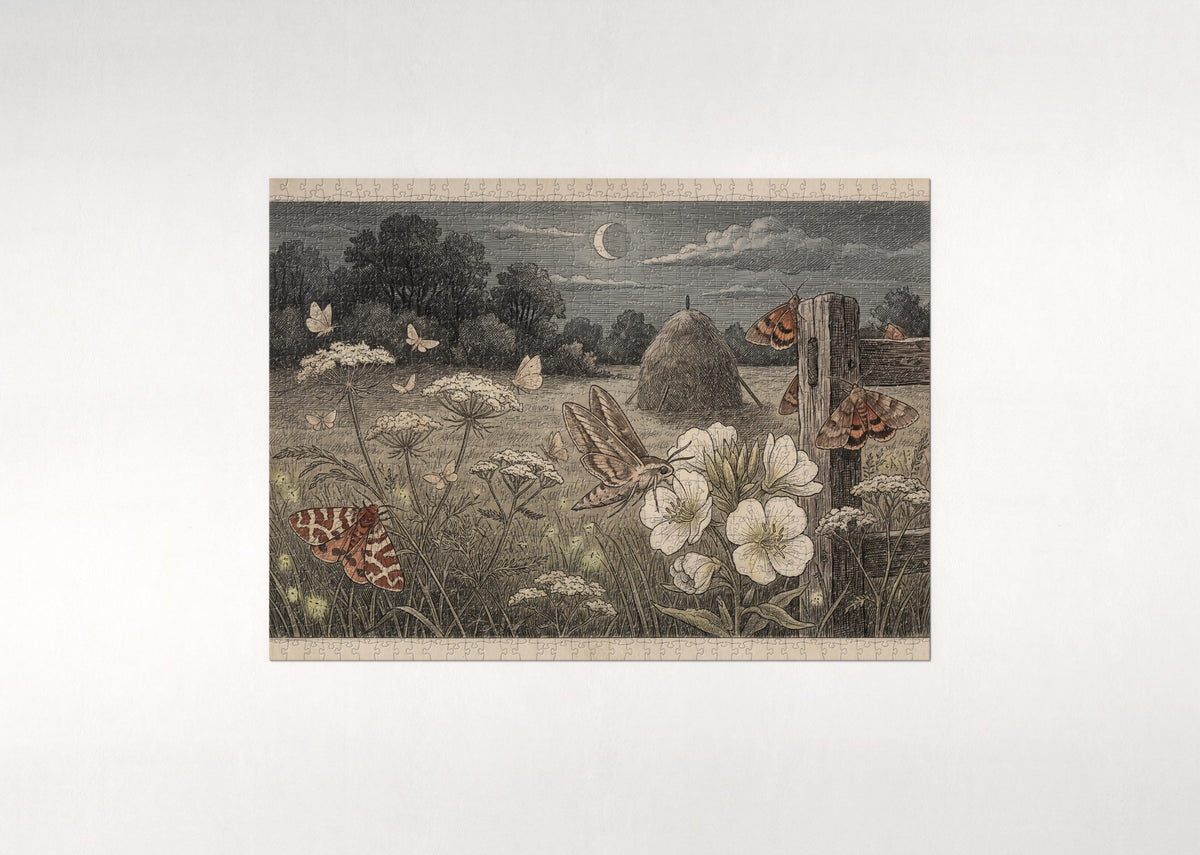 Moths of the Night Meadow jigsaw puzzle - flat puzzle