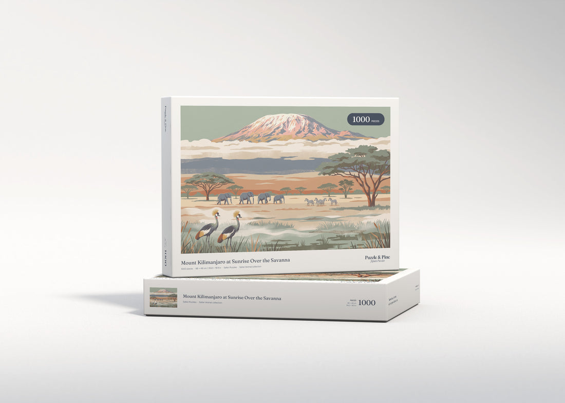 Mount Kilimanjaro at Sunrise Over the Savanna jigsaw puzzle - gift box