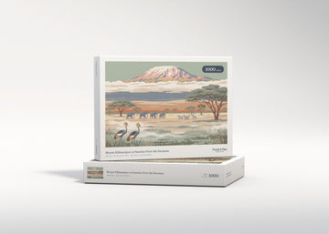 Mount Kilimanjaro at Sunrise Over the Savanna jigsaw puzzle - gift box