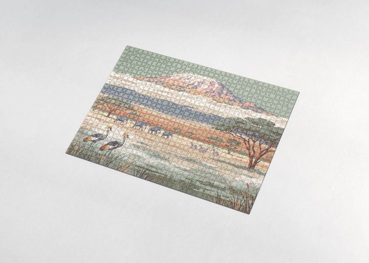 Mount Kilimanjaro at Sunrise Over the Savanna jigsaw puzzle - assembled puzzle