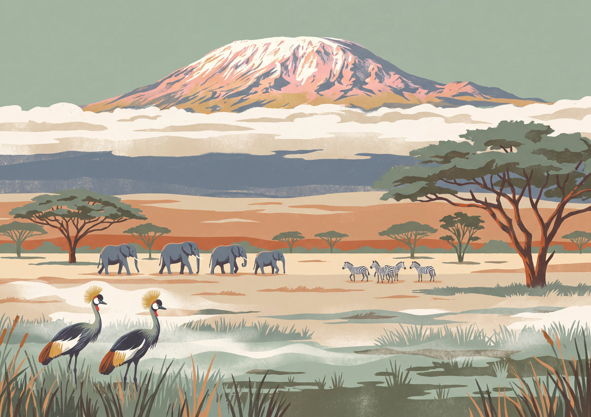 Mount Kilimanjaro at Sunrise Over the Savanna jigsaw puzzle