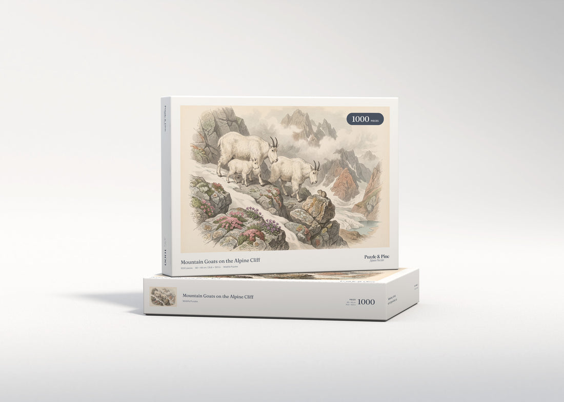 Mountain Goats on the Alpine Cliff jigsaw puzzle - gift box
