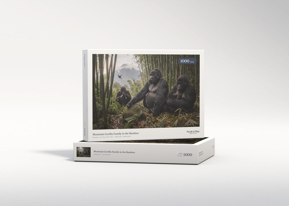 Mountain Gorilla Family in the Bamboo jigsaw puzzle - gift box