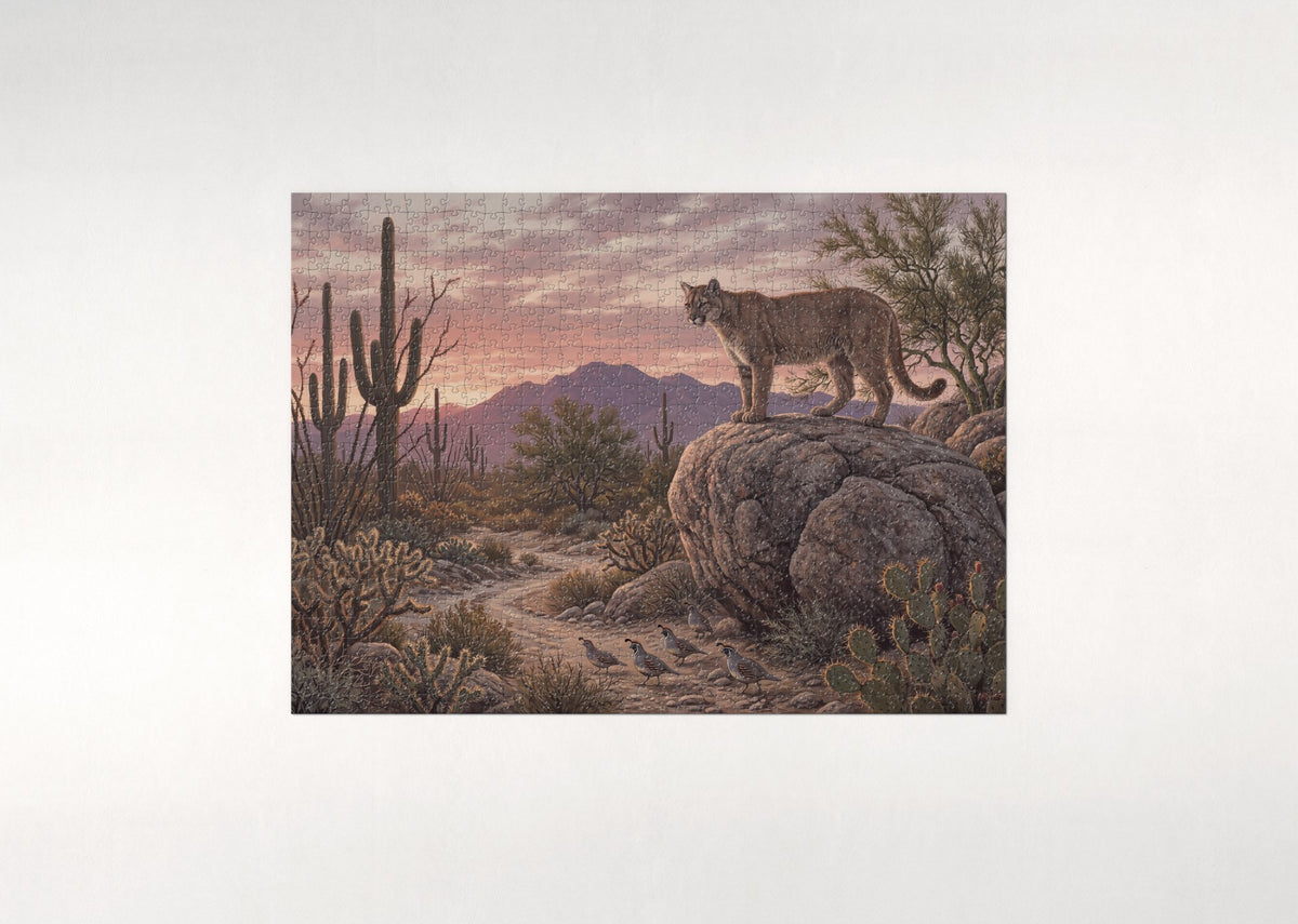Mountain Lion at the Desert Dusk jigsaw puzzle - flat puzzle
