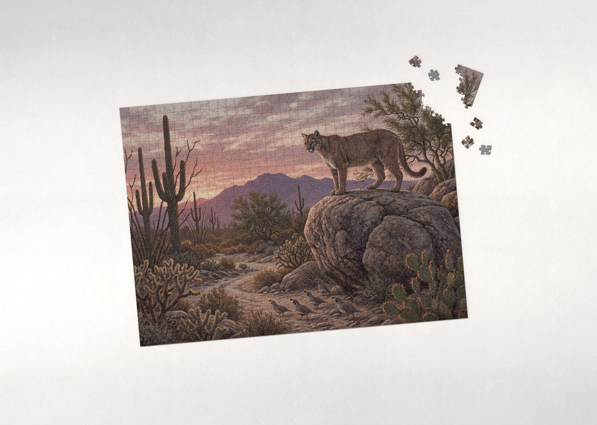 Mountain Lion at the Desert Dusk jigsaw puzzle - puzzle with loose pieces