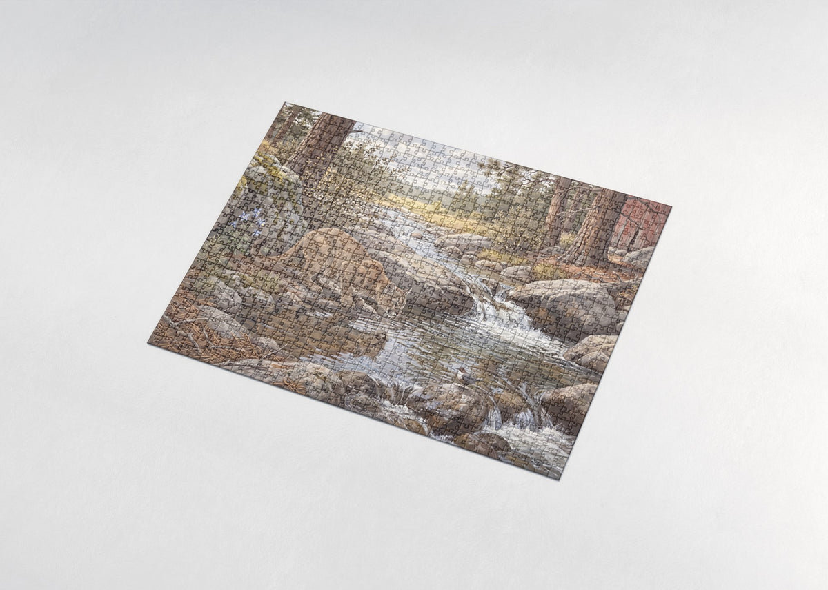 Mountain Lion at the Rocky Stream jigsaw puzzle - assembled puzzle