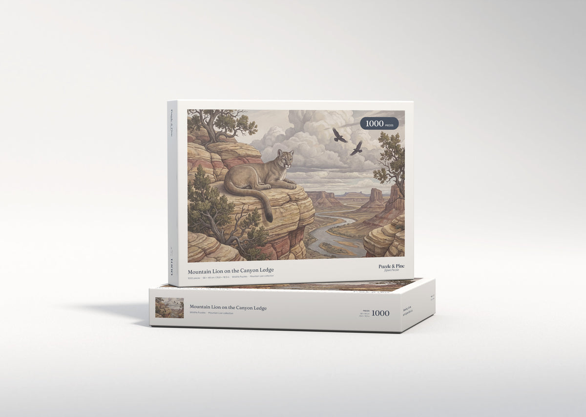 Mountain Lion on the Canyon Ledge jigsaw puzzle - gift box