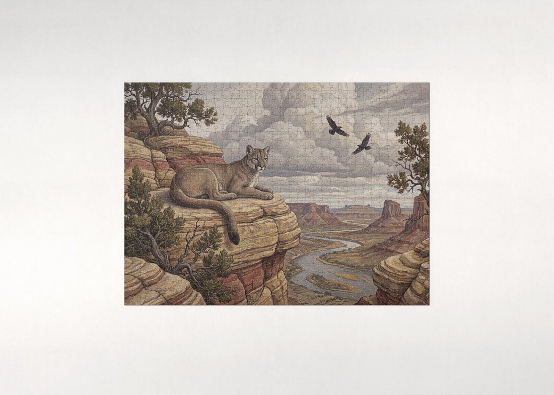 Mountain Lion on the Canyon Ledge jigsaw puzzle - gift box