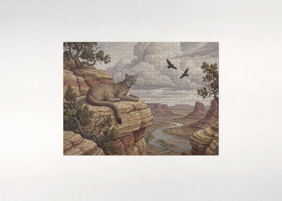 Mountain Lion on the Canyon Ledge jigsaw puzzle - flat puzzle