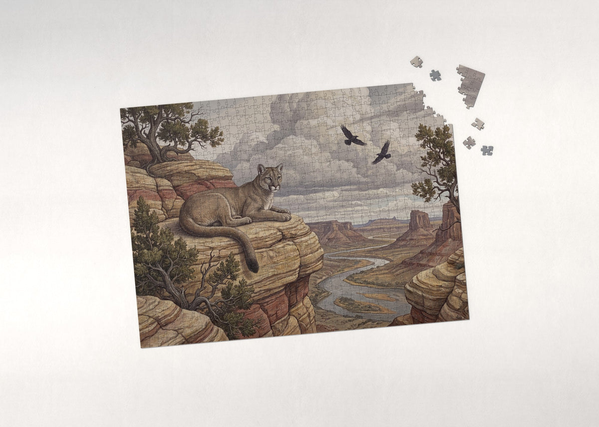 Mountain Lion on the Canyon Ledge jigsaw puzzle - puzzle with loose pieces