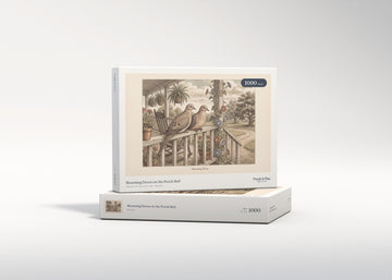 Mourning Doves on the Porch Rail jigsaw puzzle - gift box