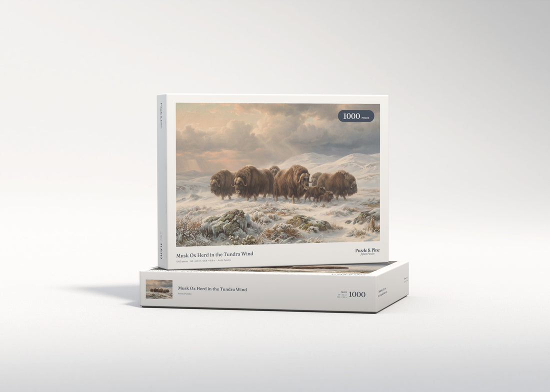 Musk Ox Herd in the Tundra Wind jigsaw puzzle - gift box