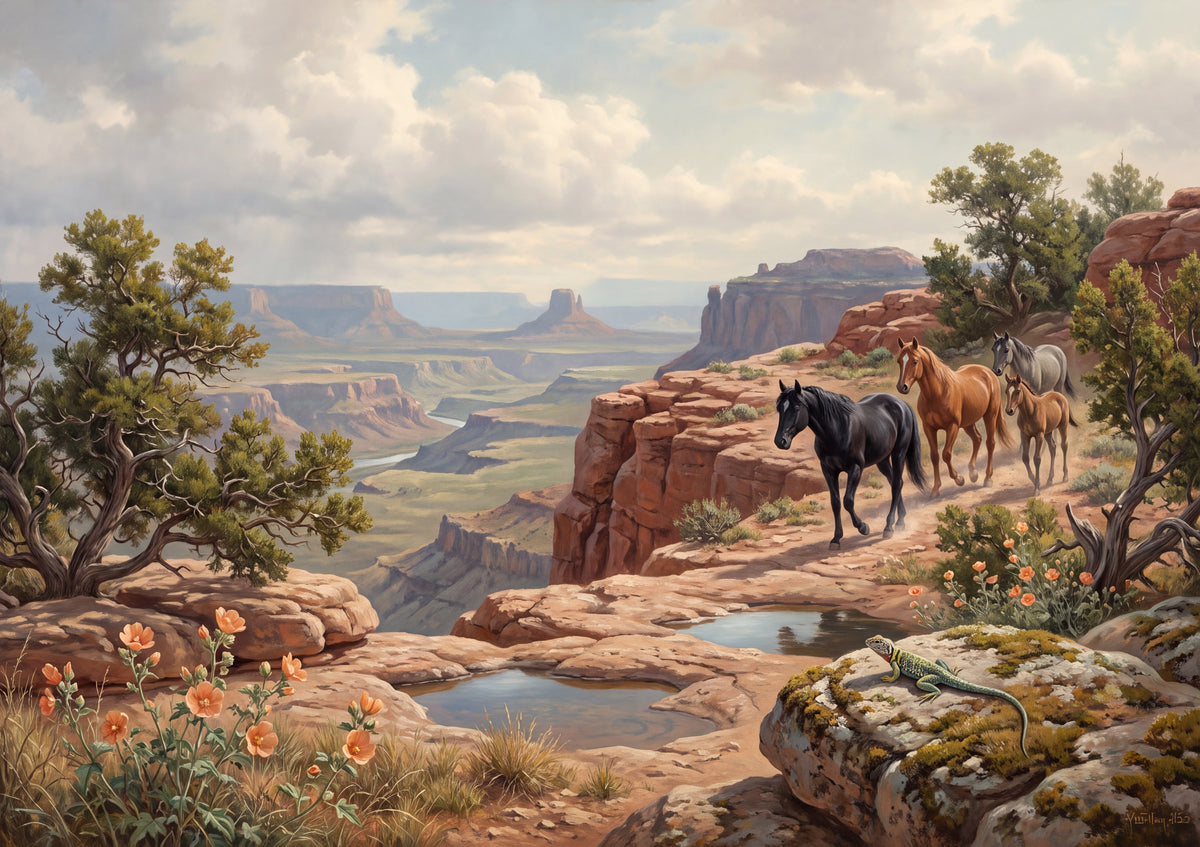 Mustang Band on the Red Rock Mesa jigsaw puzzle