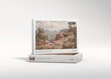 Mustang Band on the Red Rock Mesa jigsaw puzzle - gift box