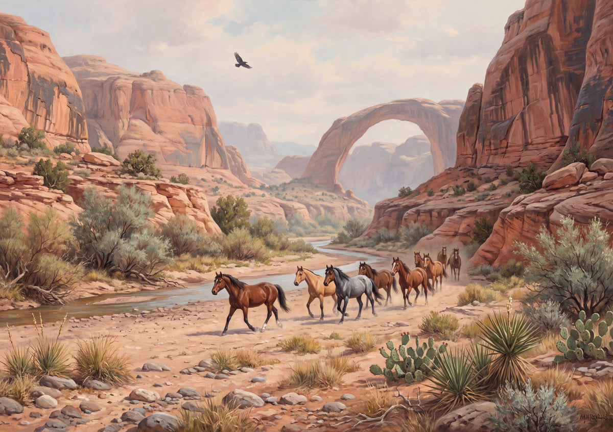 Mustangs in the Desert Canyon jigsaw puzzle