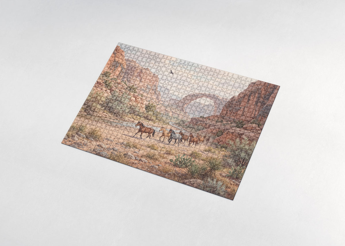 Mustangs in the Desert Canyon jigsaw puzzle - assembled puzzle