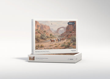 Mustangs in the Desert Canyon jigsaw puzzle - gift box
