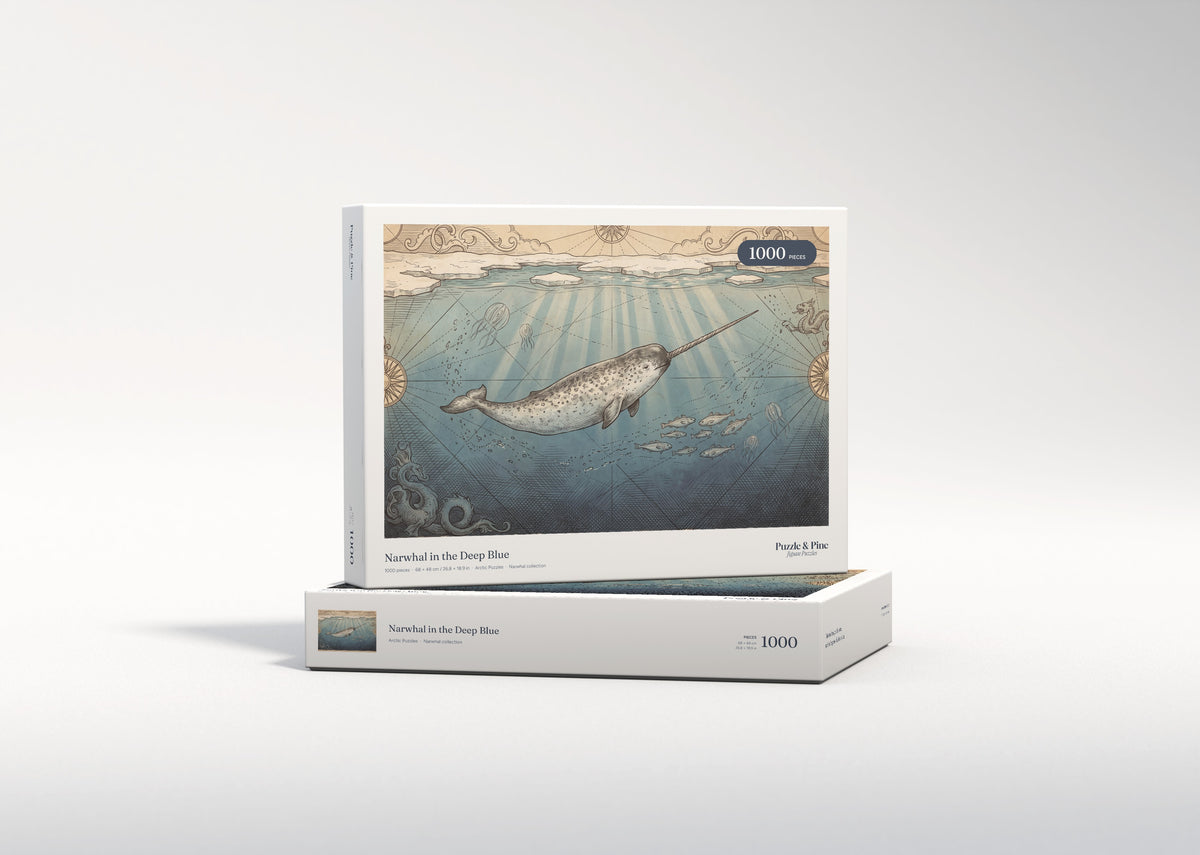 Narwhal in the Deep Blue jigsaw puzzle - gift box