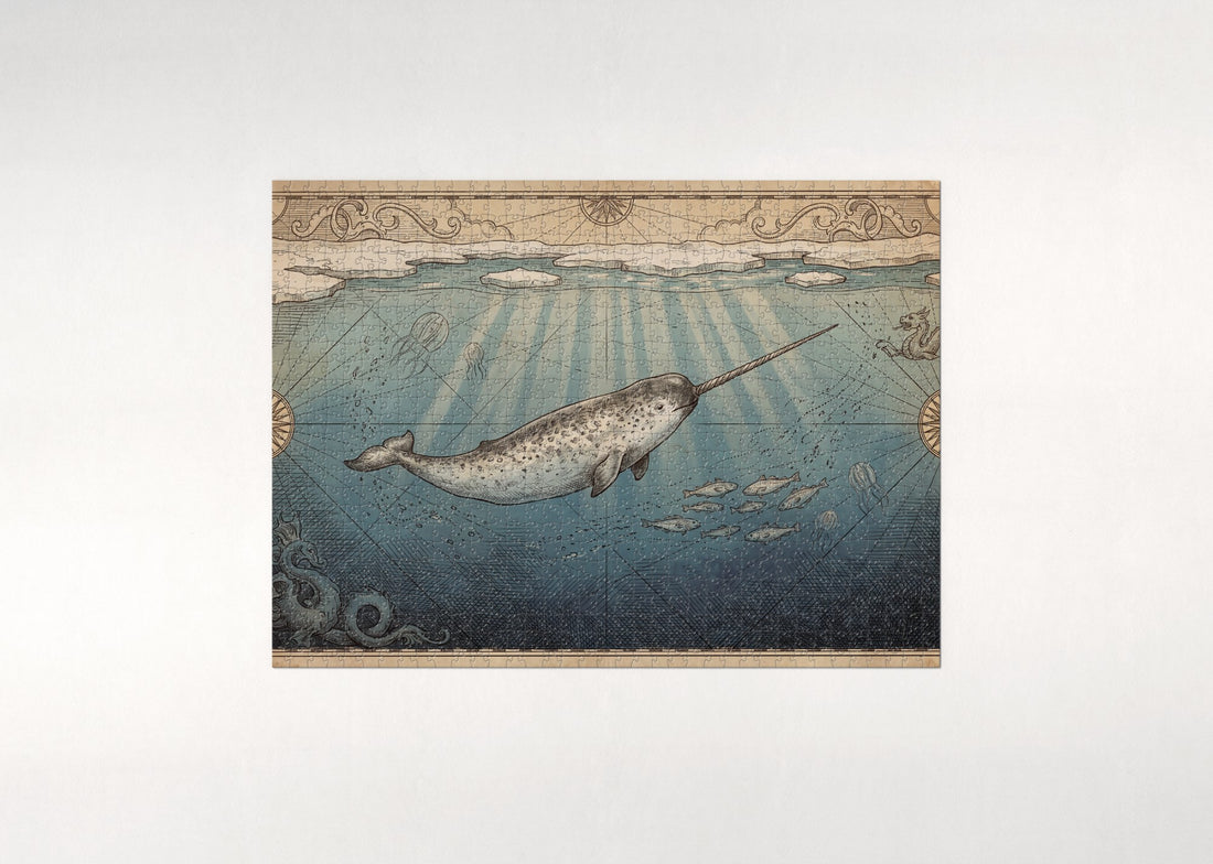 Narwhal in the Deep Blue jigsaw puzzle - gift box