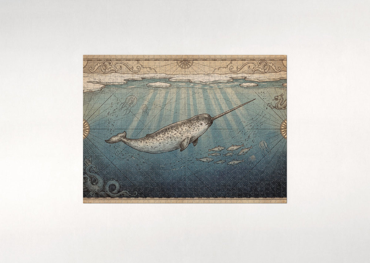 Narwhal in the Deep Blue jigsaw puzzle - flat puzzle