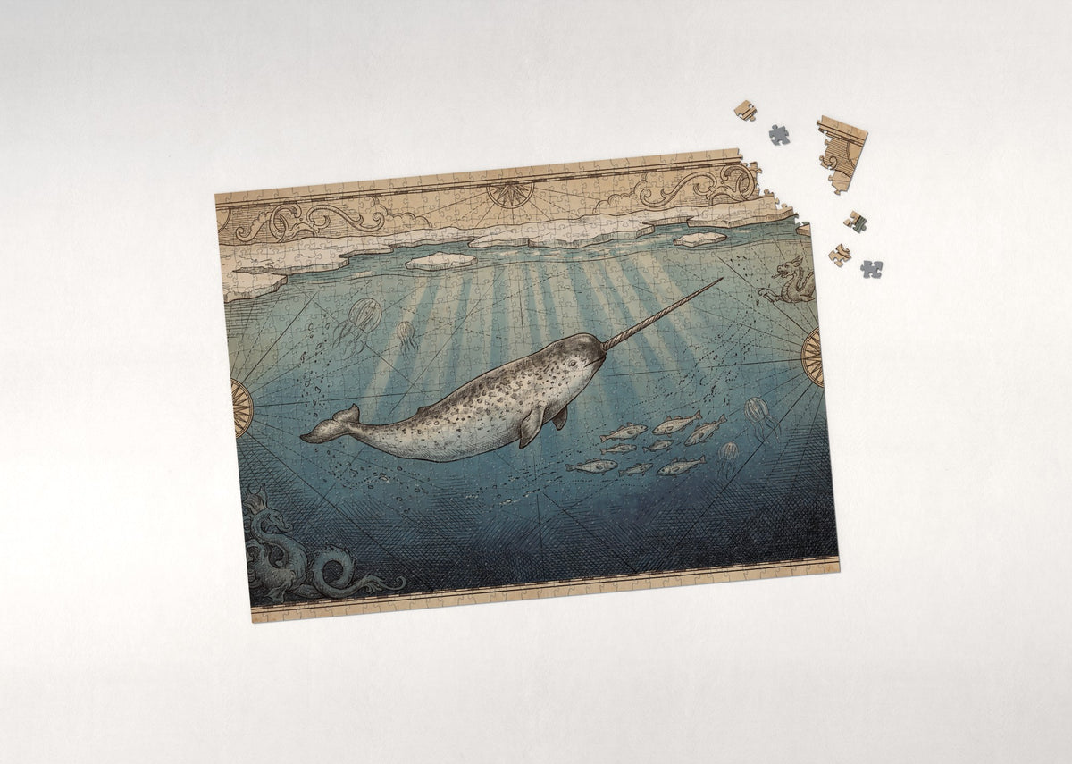 Narwhal in the Deep Blue jigsaw puzzle - puzzle with loose pieces