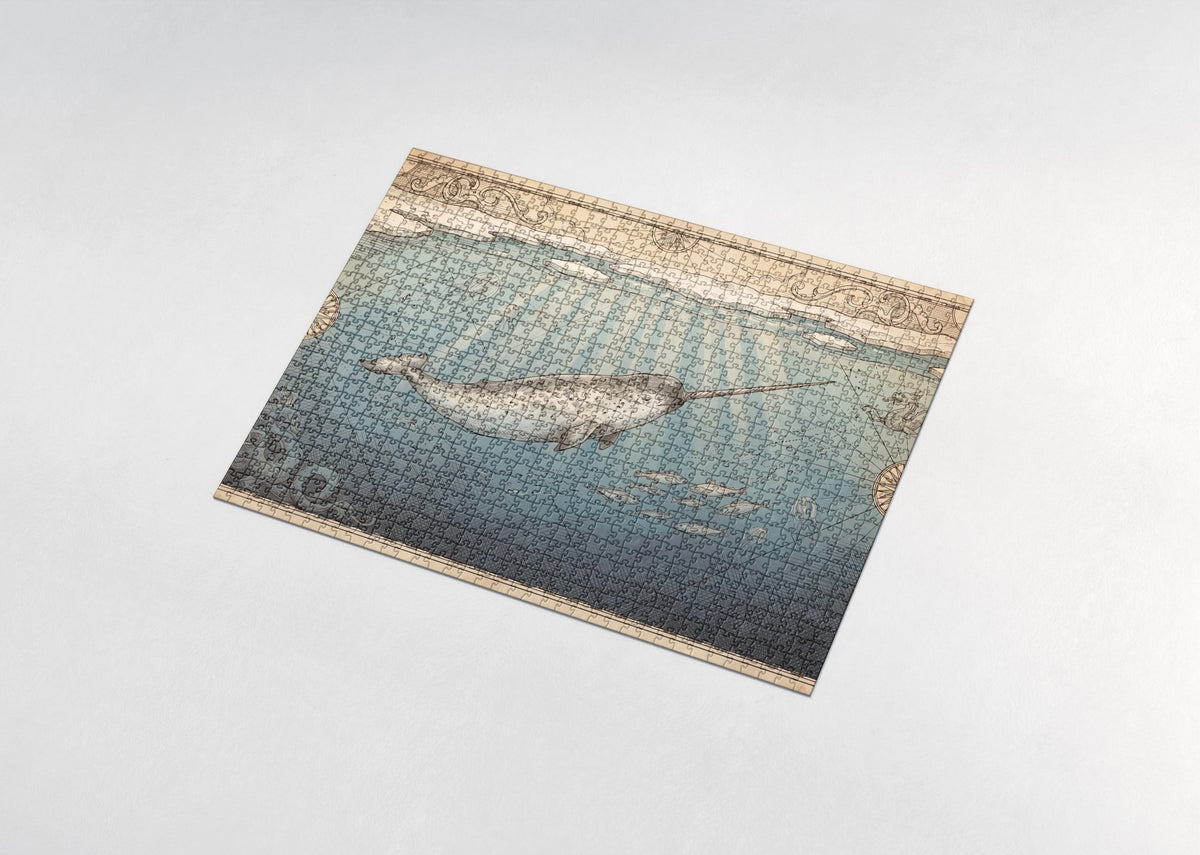 Narwhal in the Deep Blue jigsaw puzzle - assembled puzzle