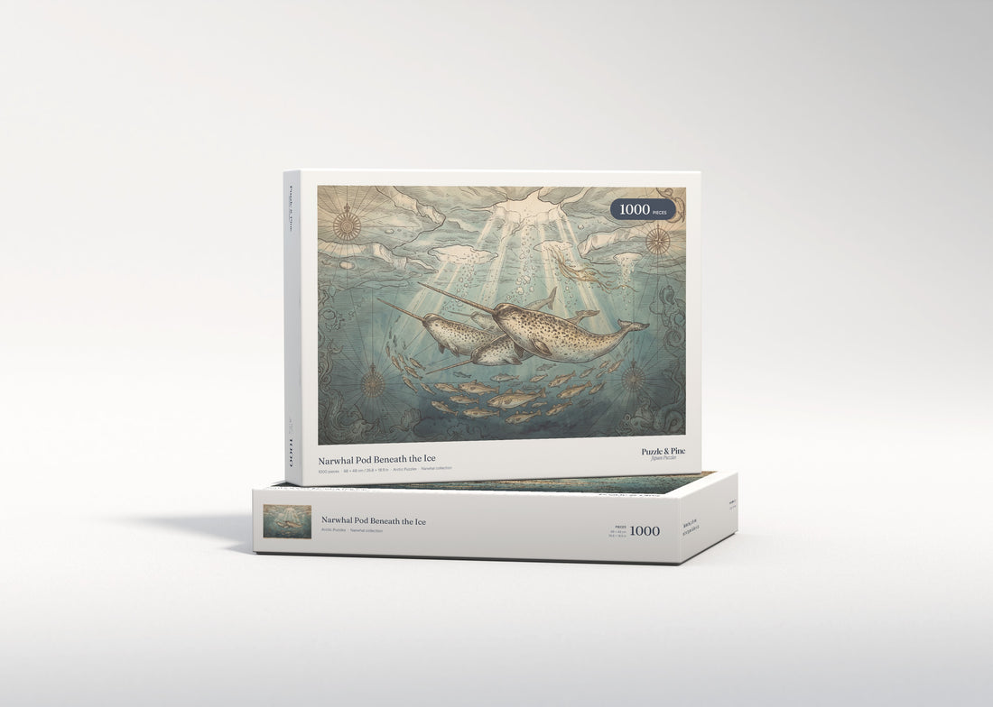 Narwhal Pod Beneath the Ice jigsaw puzzle - gift box