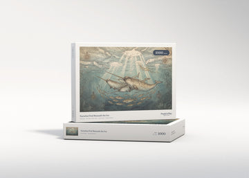 Narwhal Pod Beneath the Ice jigsaw puzzle - gift box