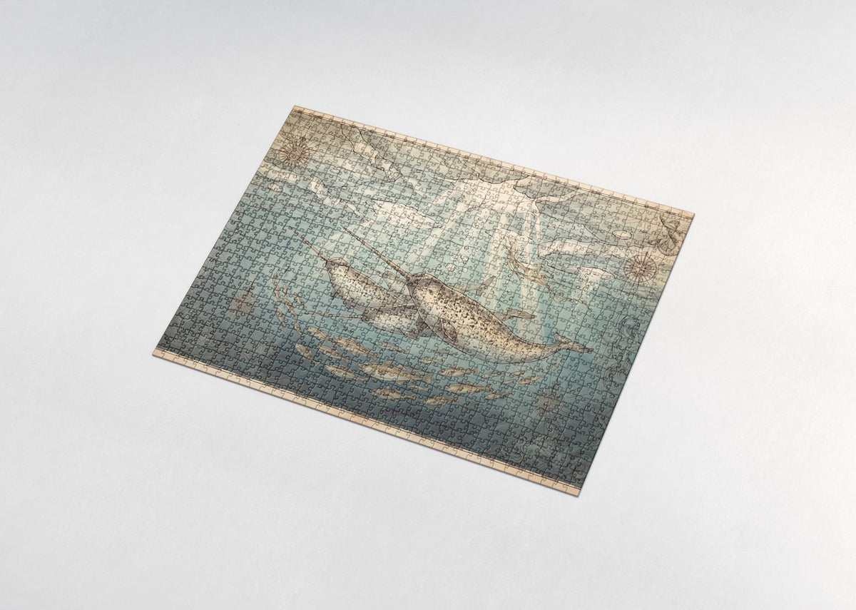 Narwhal Pod Beneath the Ice jigsaw puzzle - assembled puzzle