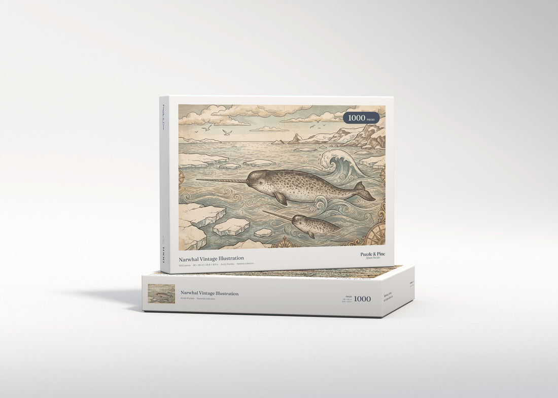 Narwhal Vintage Illustration jigsaw puzzle - gift box