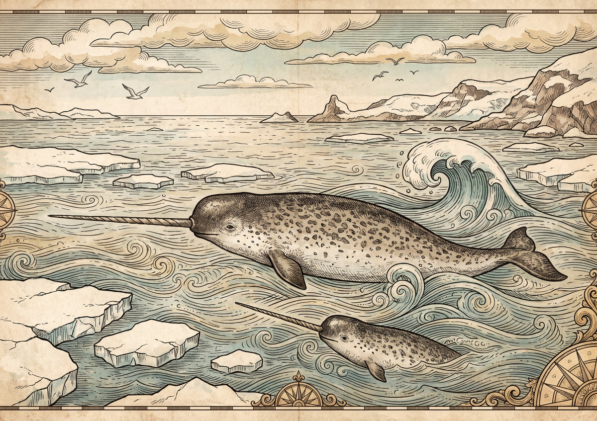Narwhal Vintage Illustration jigsaw puzzle