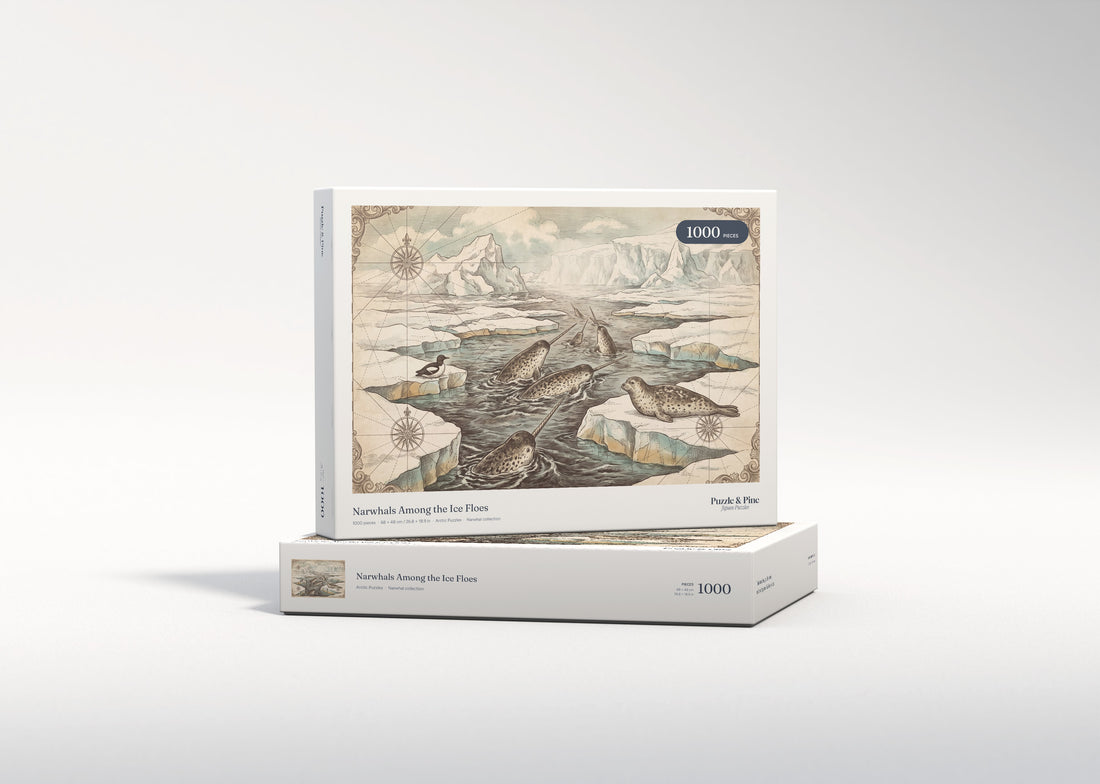 Narwhals Among the Ice Floes jigsaw puzzle - gift box