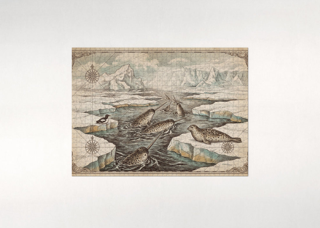 Narwhals Among the Ice Floes jigsaw puzzle - gift box