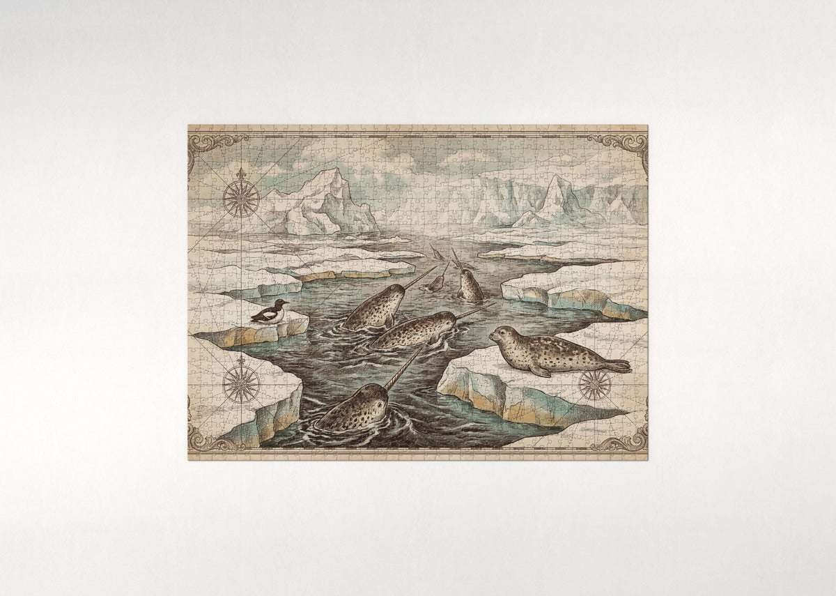 Narwhals Among the Ice Floes jigsaw puzzle - flat puzzle