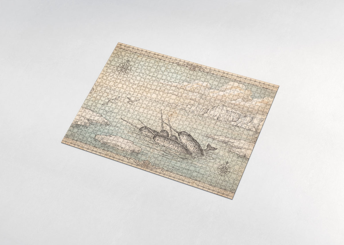 Narwhals Surfacing in the Arctic Sea jigsaw puzzle - assembled puzzle